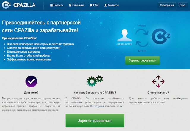 CPAZilla- партнерская программа соц. сети Фотострана.