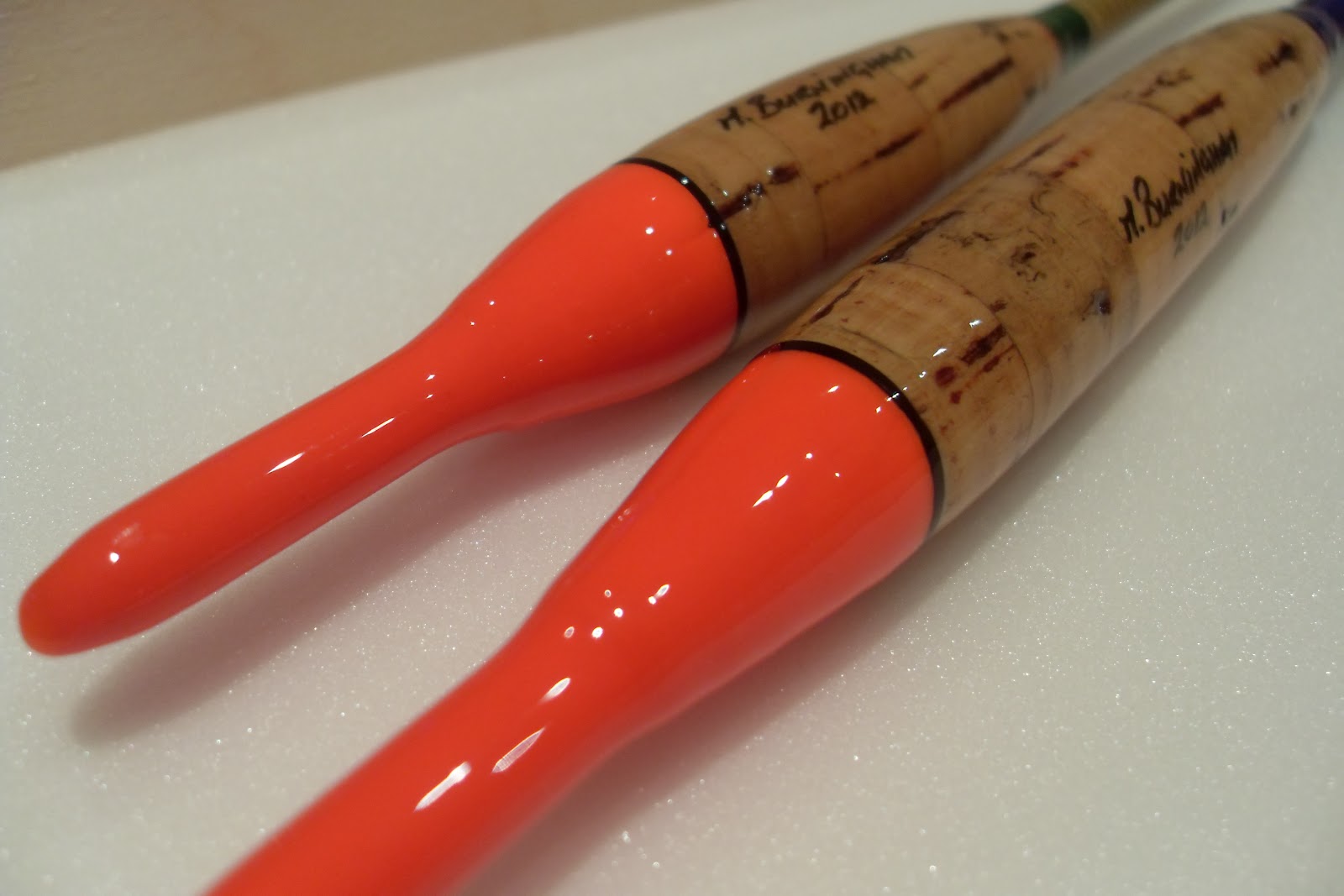 Handmade Fishing Floats by Mark Burningham. Cork Avons and pike floats