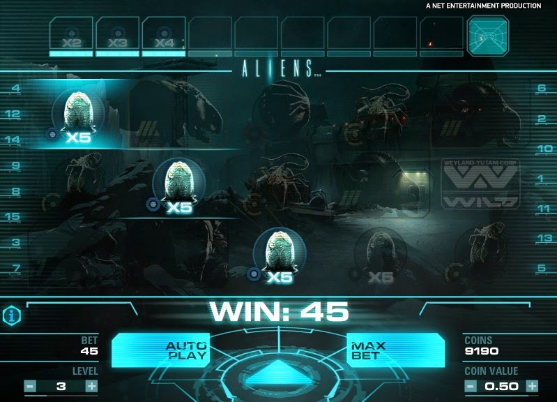 Aliens Video Slot Screen