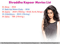 shraddha kapoor, movies list, hindi film actress, complete filmography till 2019