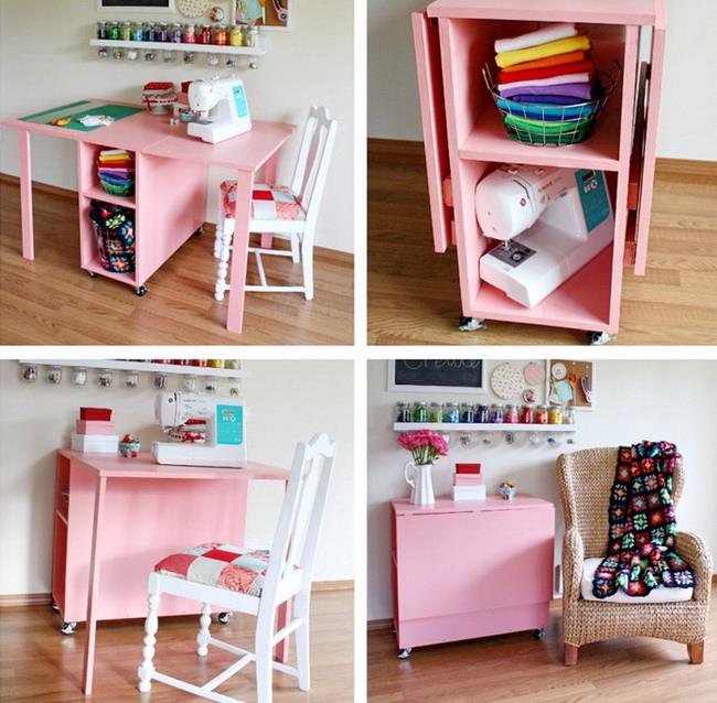 Sewing Cutting And Storing Table For Small Spaces