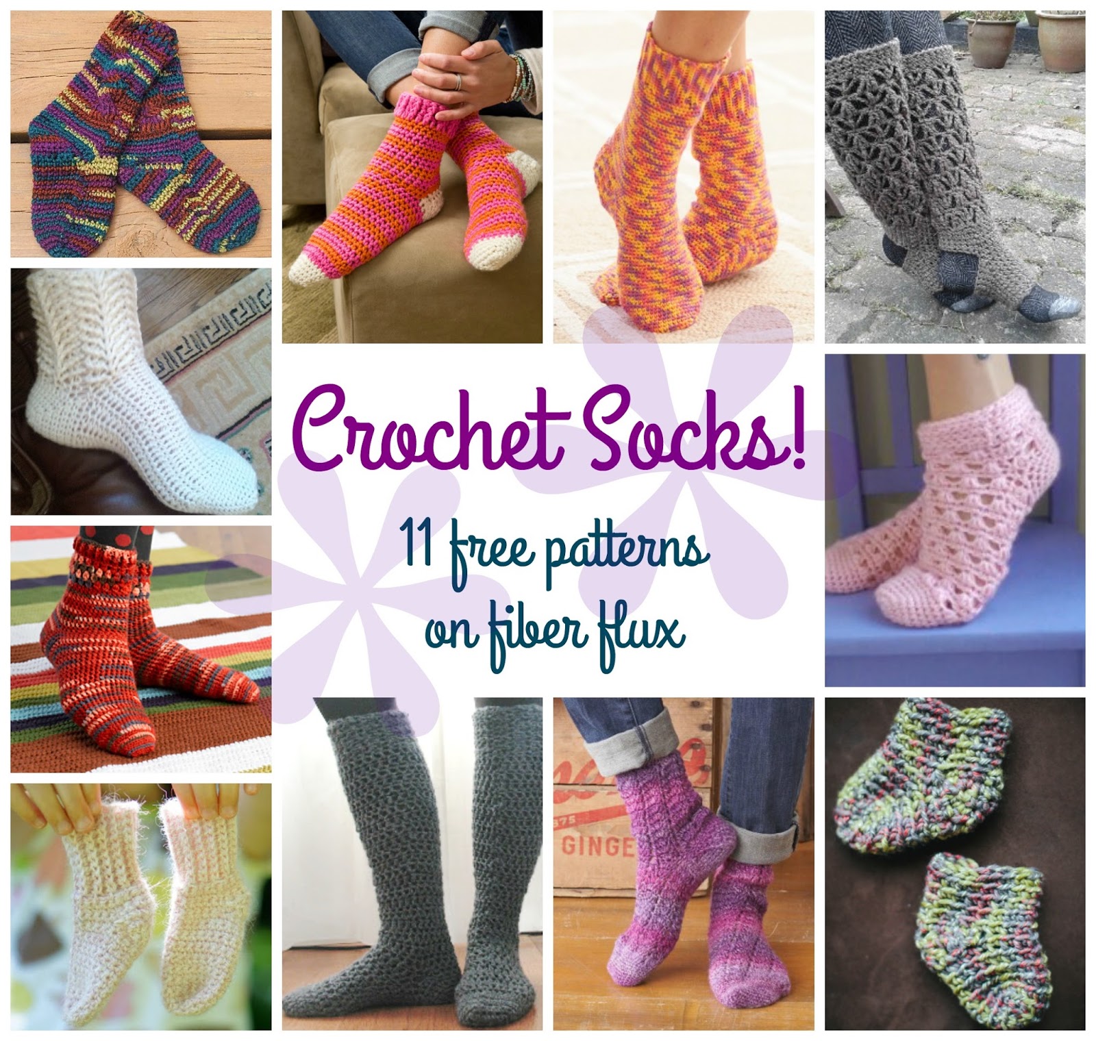 Fiber Flux Comfy Crochet Socks 11 Free Patterns 