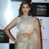 Glamours Hindi Girl Sonam Kapoor Photos In Transparent White Saree
