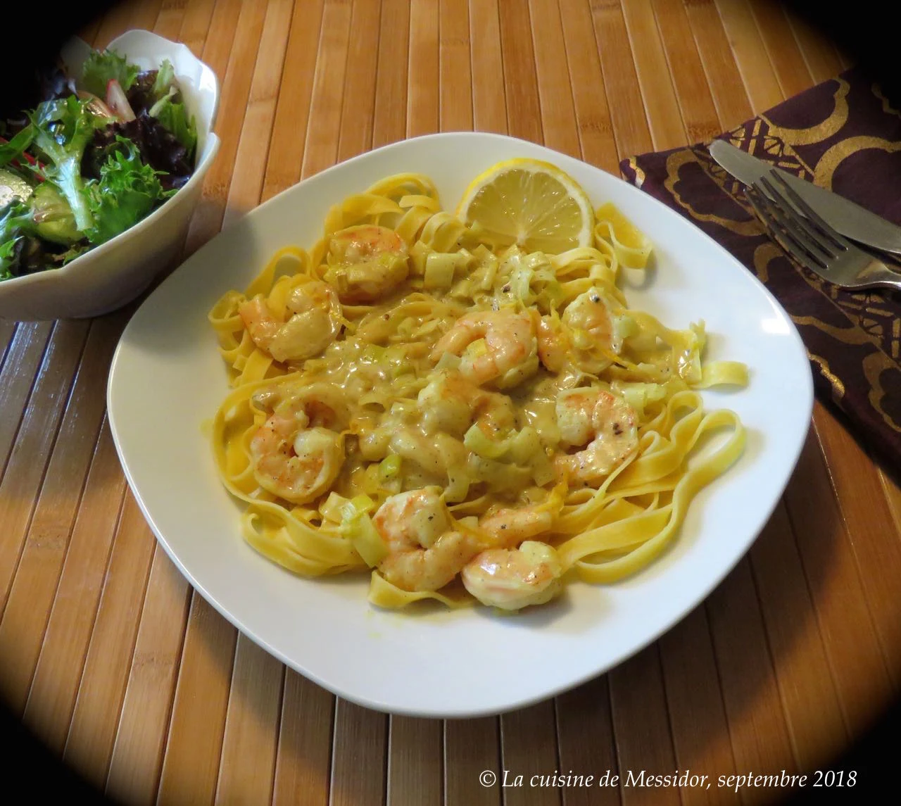 La cuisine de Messidor: Crevettes au citron et au lait de coco sur pâtes