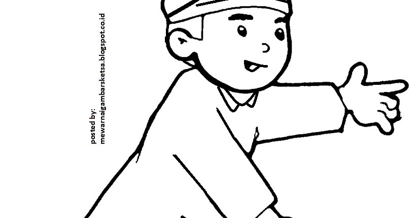 gambar kartun anak muslim untuk mewarnai