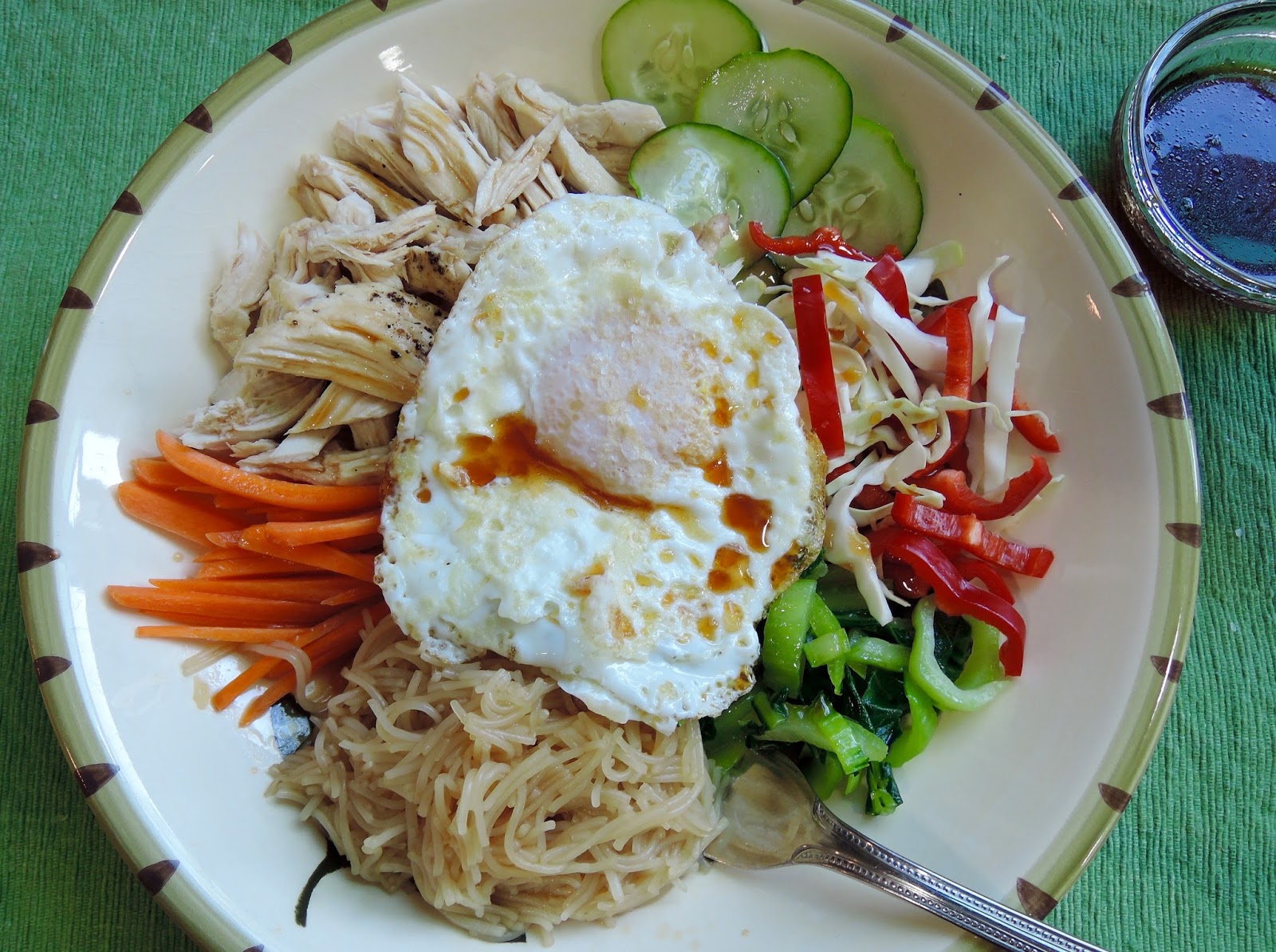 The Briny Lemon Chicken and RiceNoodle Bowl with Sweet and Sour Dressing