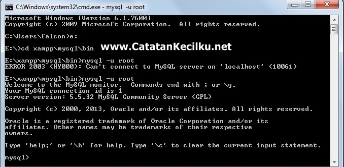 “Membuat Database Mysql Melalui cmd” | "ILMU TKJ SMK MUHAMMADIYAH"