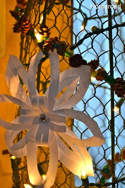 paper flower ornament on cage