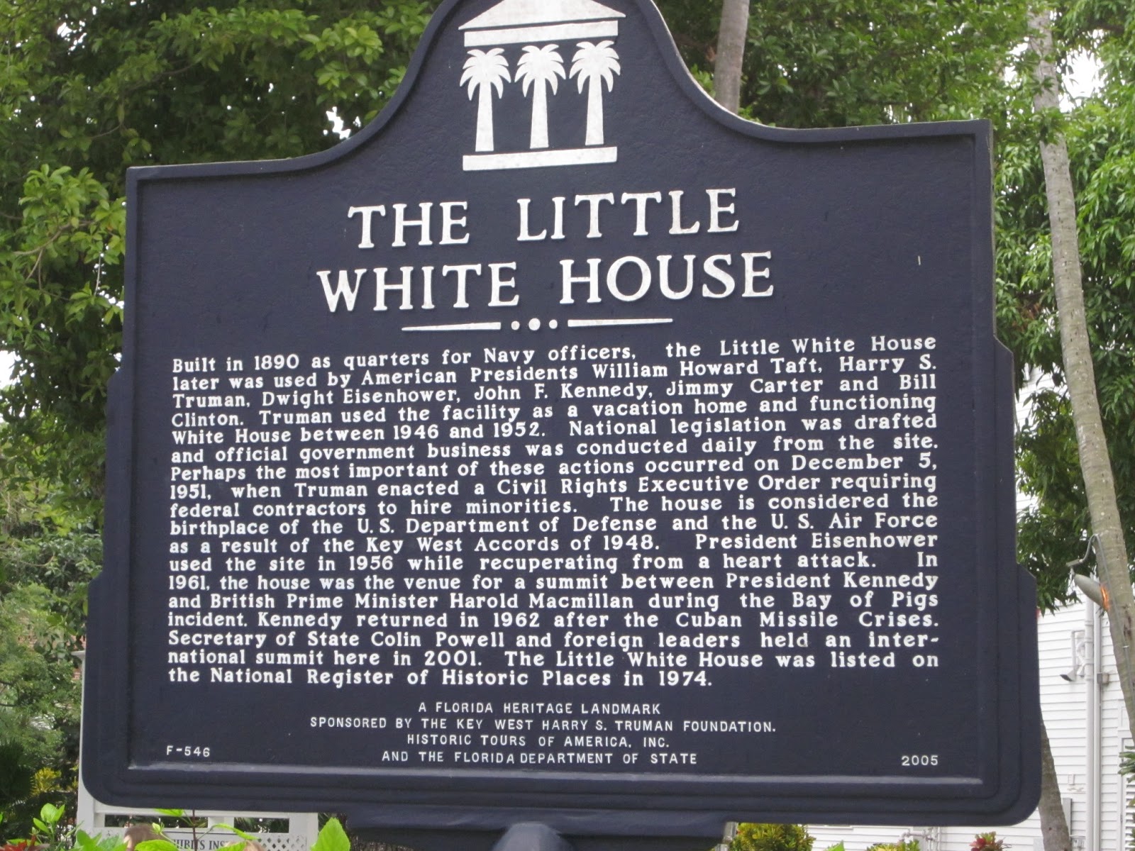 Souvenir Chronicles FLORIDA THE LITTLE WHITE HOUSE AND A LONG JOURNEY