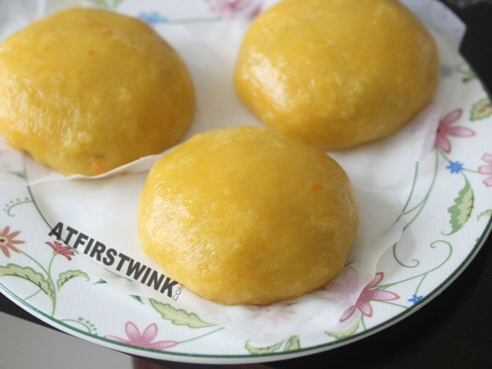 pumpkin mochi with red bean filling