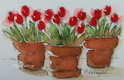 watercolor tulips flowers pots paintings floral hayes cotta terra roseann salvato