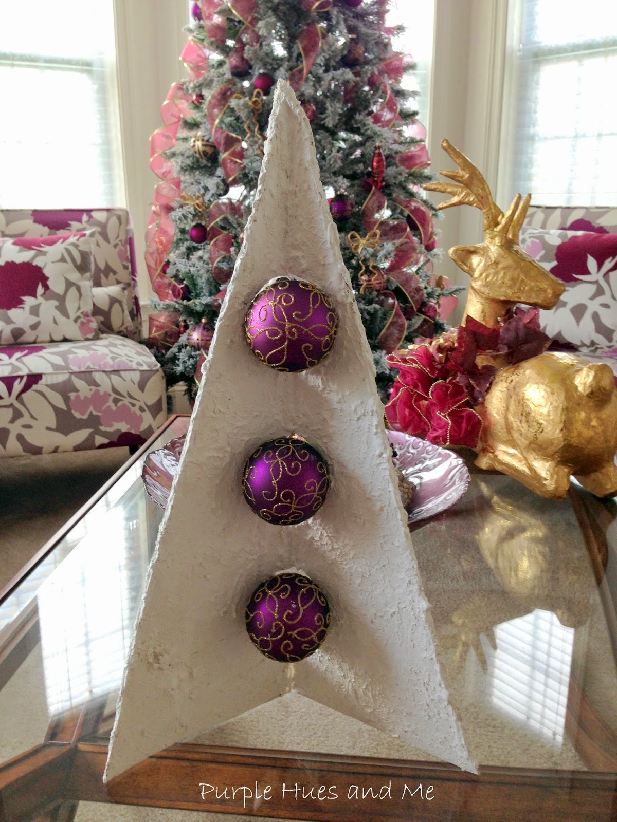 Purple Hues and Me: Ruffled Foam Sheets & Glitter Christmas Tree Cones