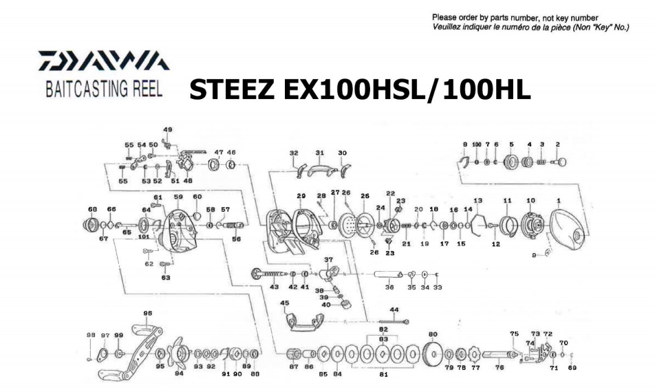 daiwa steez ex 100 schematics most complete fishing reels schematics