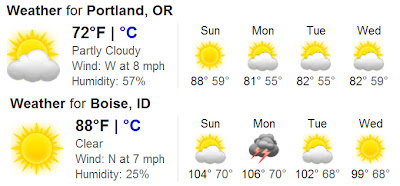 Weather forcast for Boise and Portland