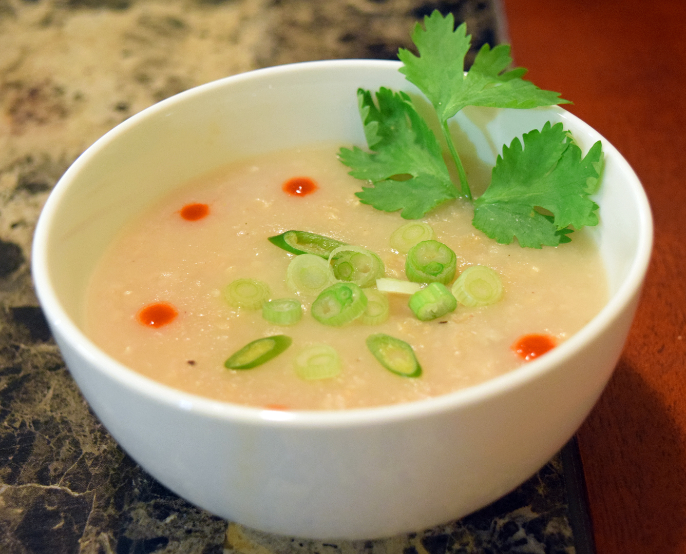The Joyous Kitchen Ginger Congee (Savory Rice Porridge) w/ Sliced