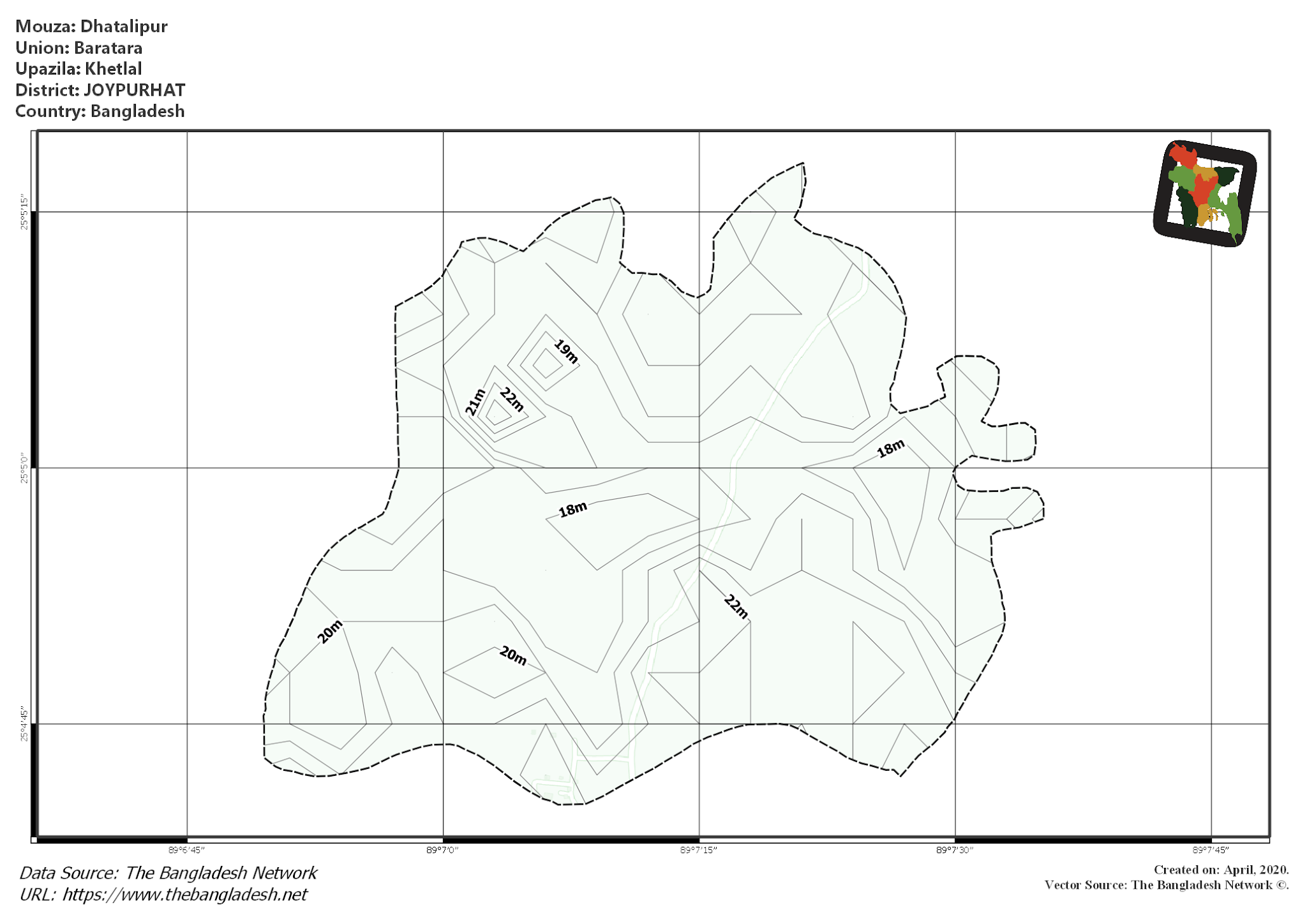 Map of Dhatalipur Mouza of Khetlal Upazila, JOYPURHAT, Bangladesh.
