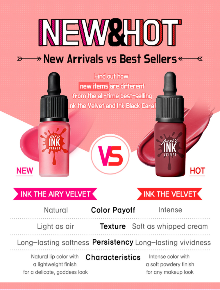 Peripera Peri's Ink Velvet VS Peripera Airy Ink Velvet La Peche Beauty Room