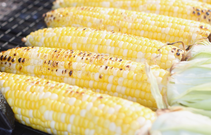 grilled corn with husk removed
