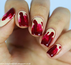 nails blood drip below bloody