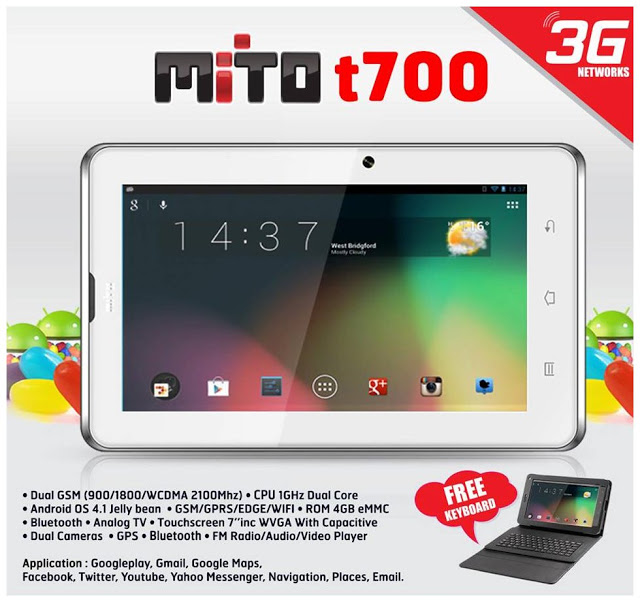 Mito T700, Tablet Jelly Bean Dual Core Dual SIM Dual Kamera 3G