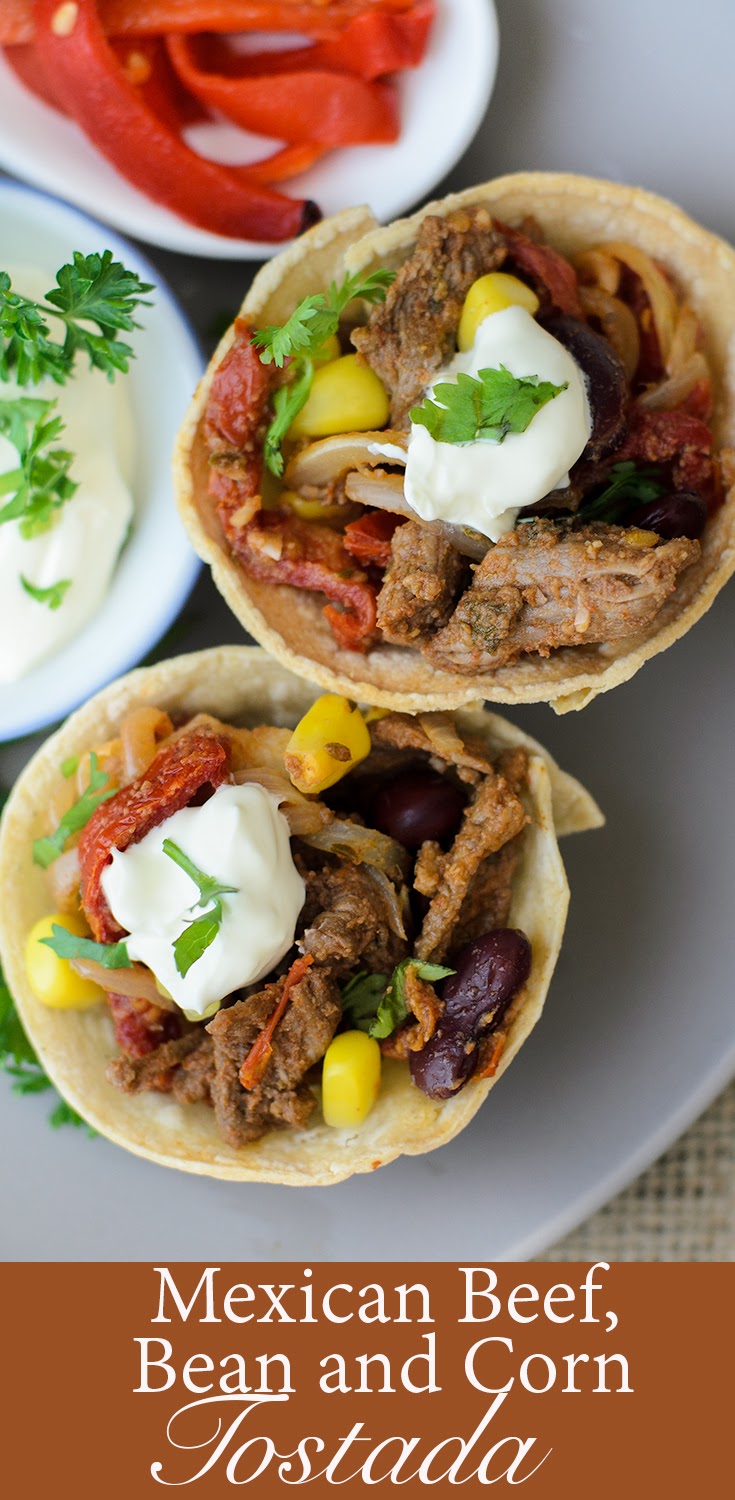 Delicious and fresh Mexican beef tostada