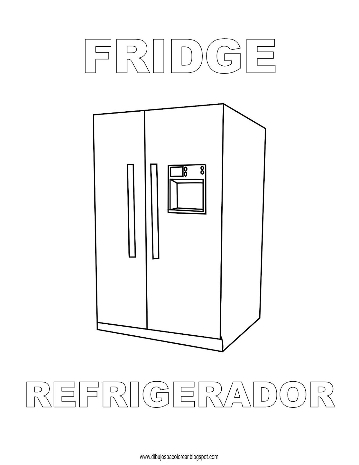 Dibujos Inglés Español Con R Refrigerador Fridge