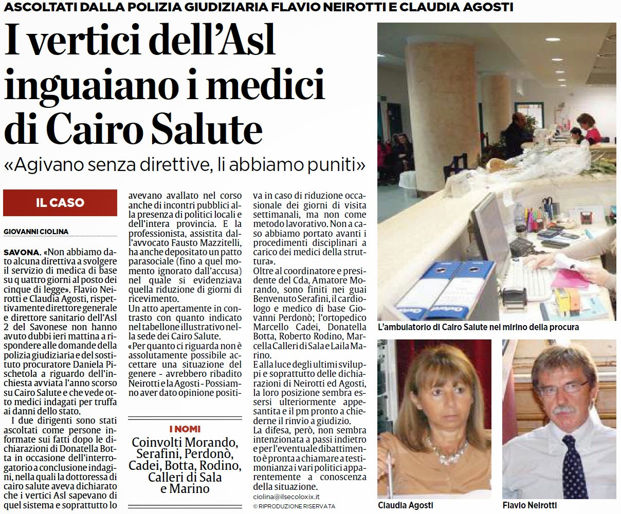 ALASSIOFUTURA Savona I vertici dell'Asl 2 savonese inguaiano i