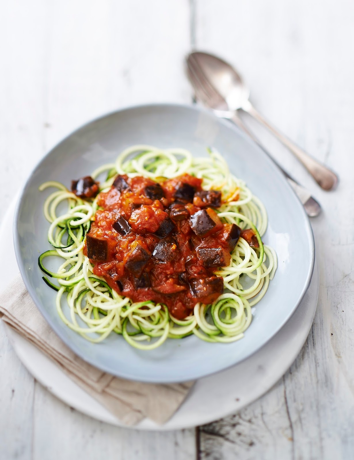 How To Make Aubergine Sauce with Courgette Spaghetti