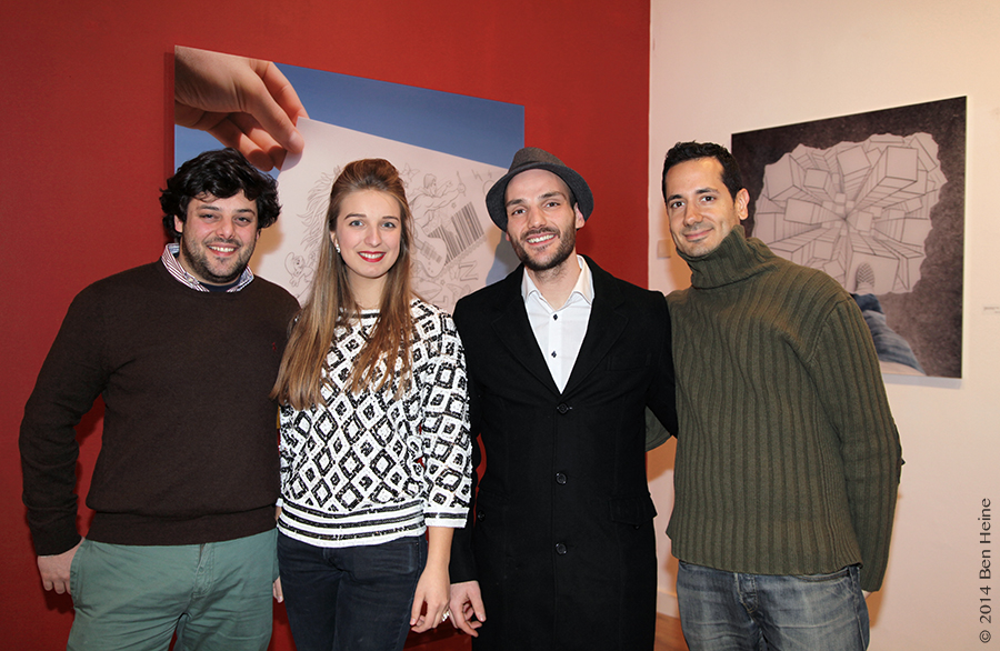 Ben Heine, Pedro Correa and Virginie Guillaume at Ben Heine Opening at DCA Gallery - Belgium - 2014