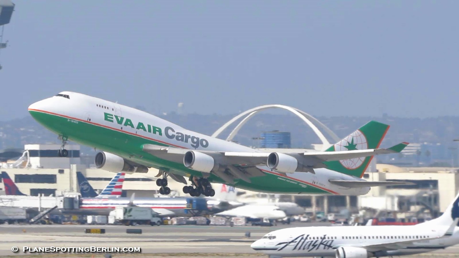 Planespottingberlin Eva Air Cargo Boeing 747 400f B 16402 Takeoff Eva Air Cargo Boeing 747 400f B 16402 Takeoff From Los Angeles Intl Airport Lax