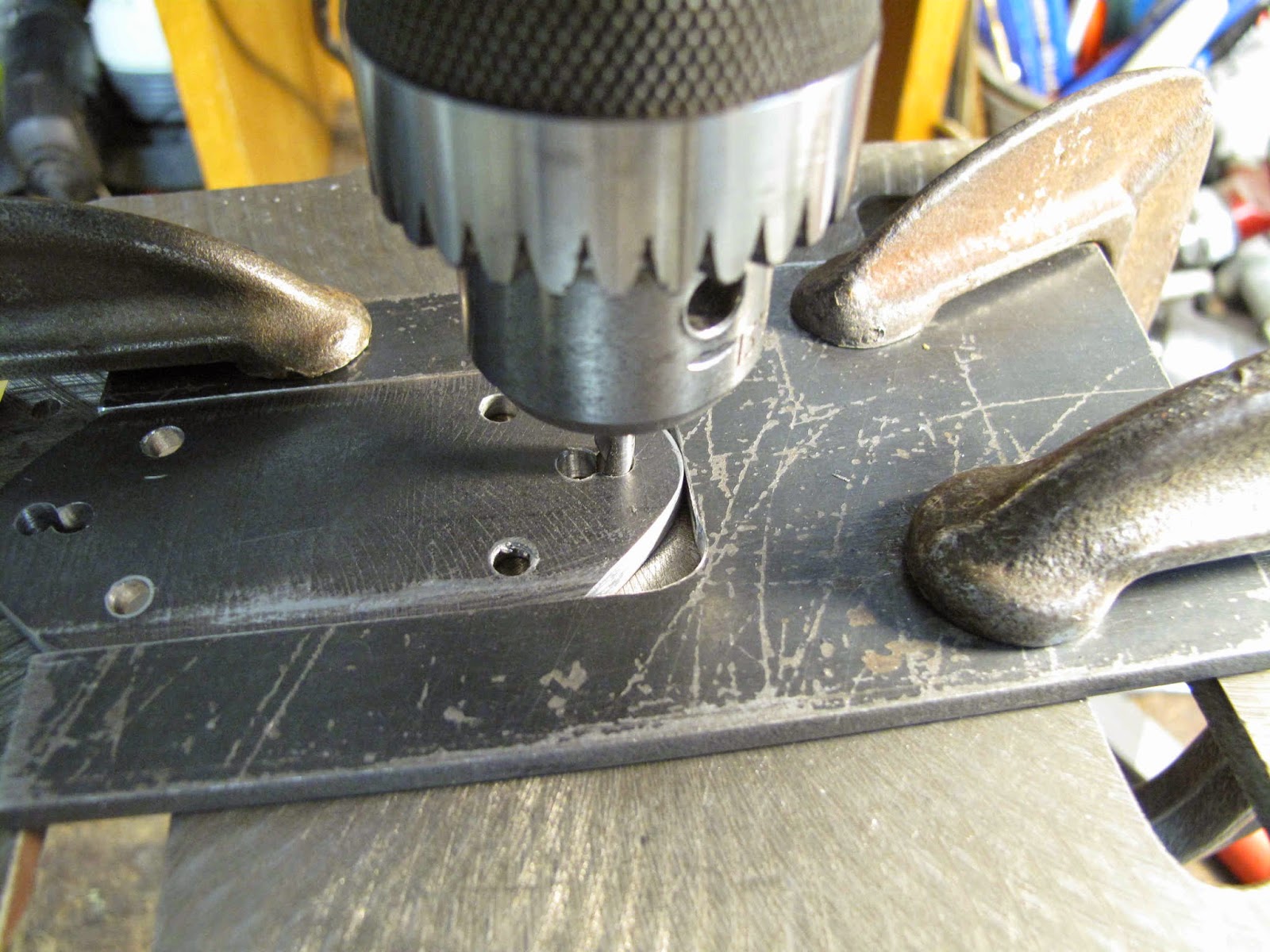 Curtiss OX5 Rebuild Exhaust Manifold Flanges Drilling Holes