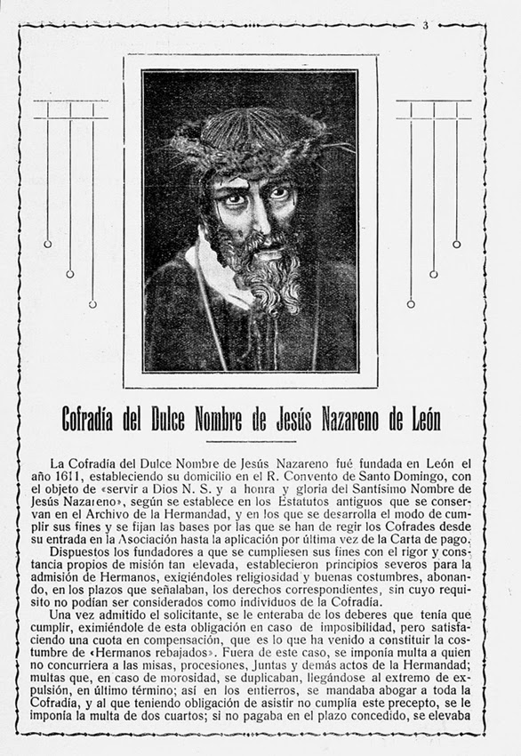 Articulo Cofradía del Dulce Nombre de Jesús Nazareno. Revista Semana Santa León 1928