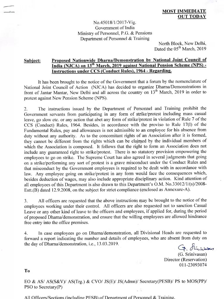 Nationawide Dharna/Demonstration on 13th March 2019 : Govt. warned against the participation Nationawide Dharna/Demonstration on 13th March 2019 : Govt. warned against the participation
