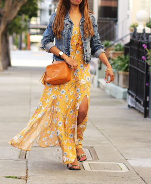 Floral Dress Denim Jacket With Summer Dress Floral Maxi Dress