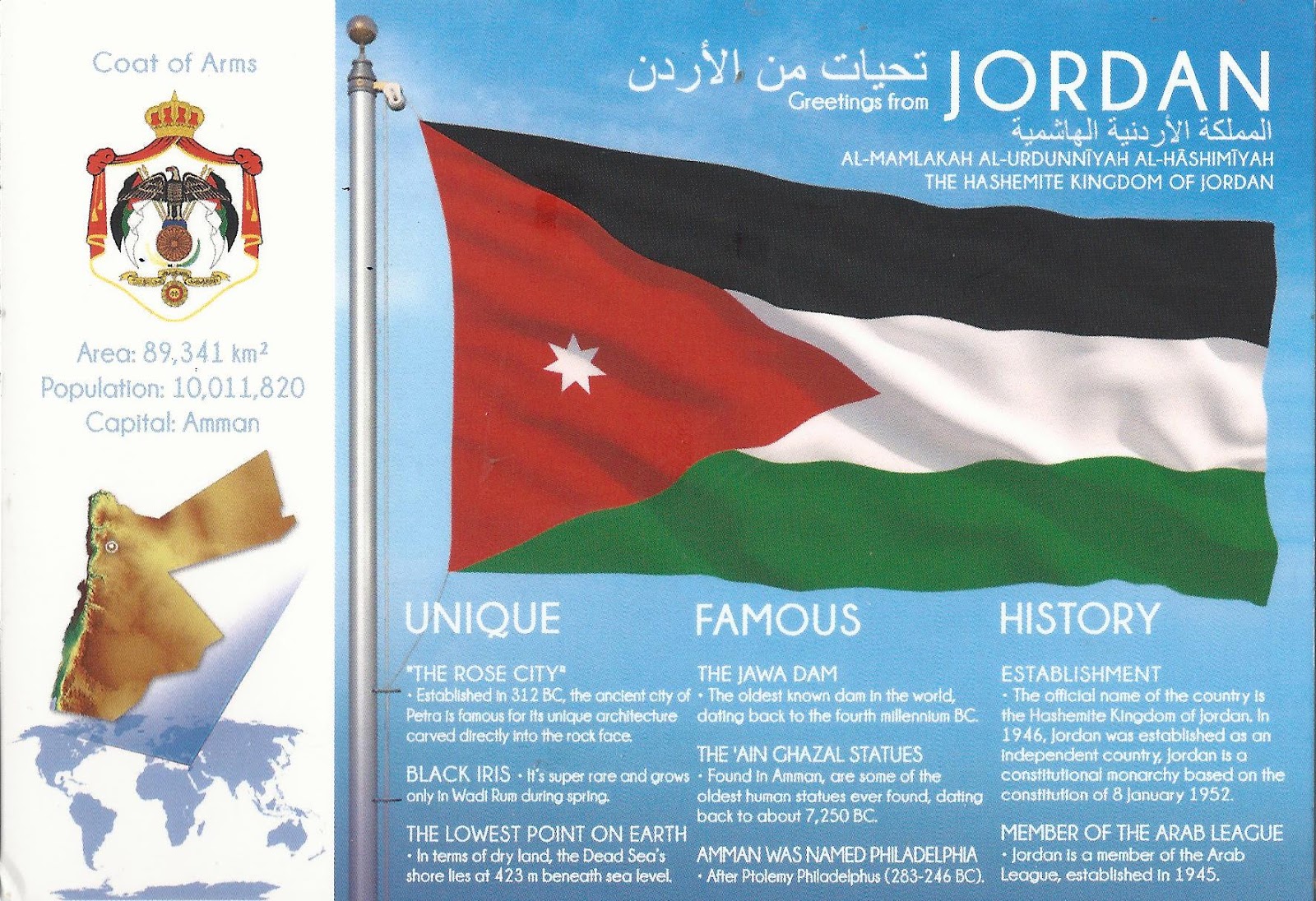 A Journey of Postcards Flags of the World Jordan