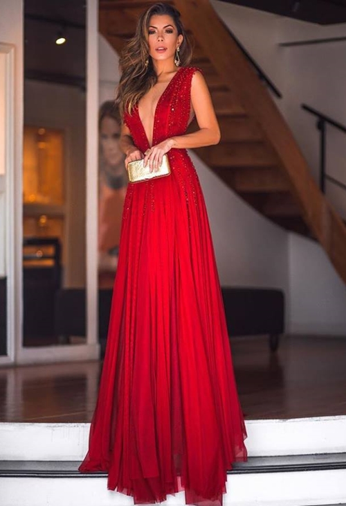 vestido de festa longo vermelho