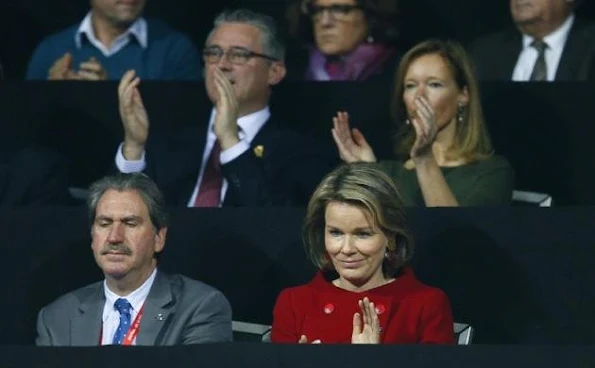 Queen Mathilde of Belgium attends the victory of Andy Murray over David Goffin of Belgium during day three of the Davis Cup Final 2015 between Belgium and Great Britain