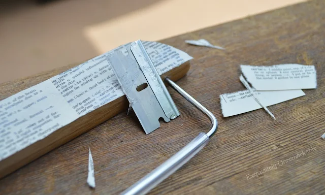 Book Page Hanger Craft with razor blade