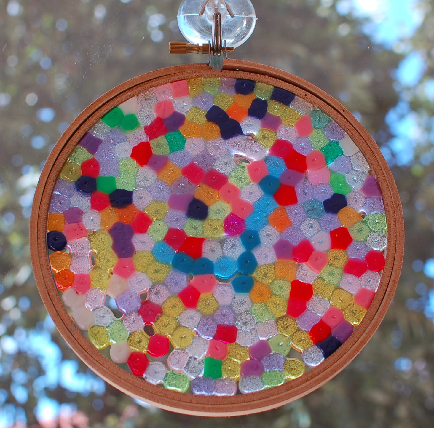 Sunnyside Art House Melted Bead Suncatchers in Embroidery Hoops