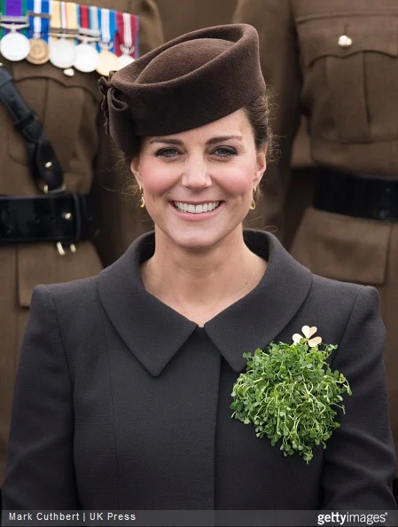 Catherine, Duchess of Cambridge attends the St Patrick's Day Parade at Mons Barracks on March 17, 2015 in Aldershot, England