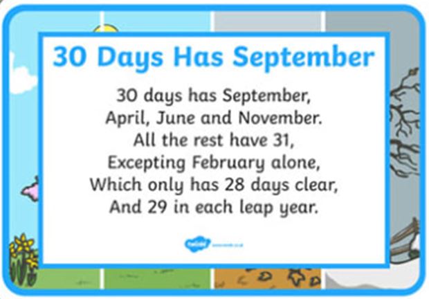 30 Days Has September Poem – Best Event in The World
