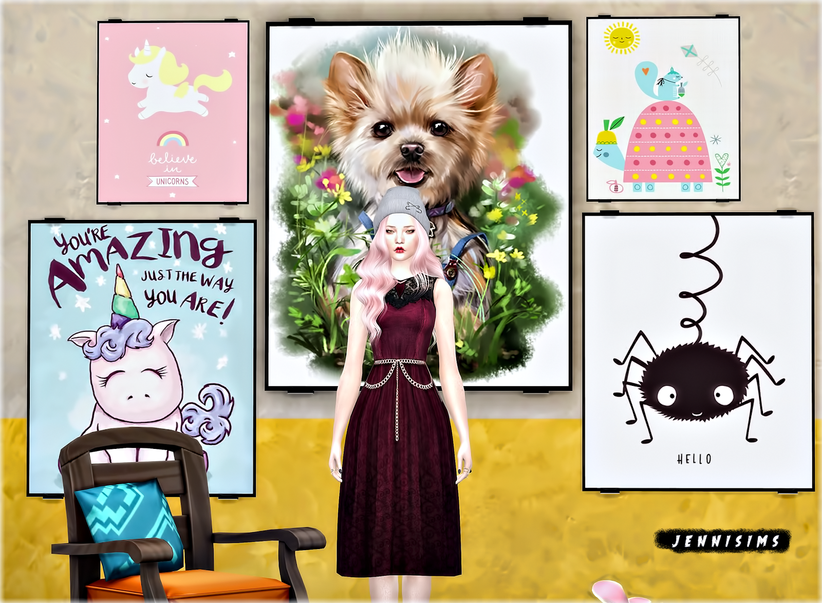 Downloads sims 4Paintings Unicorns Buzz (20 designs) JenniSims