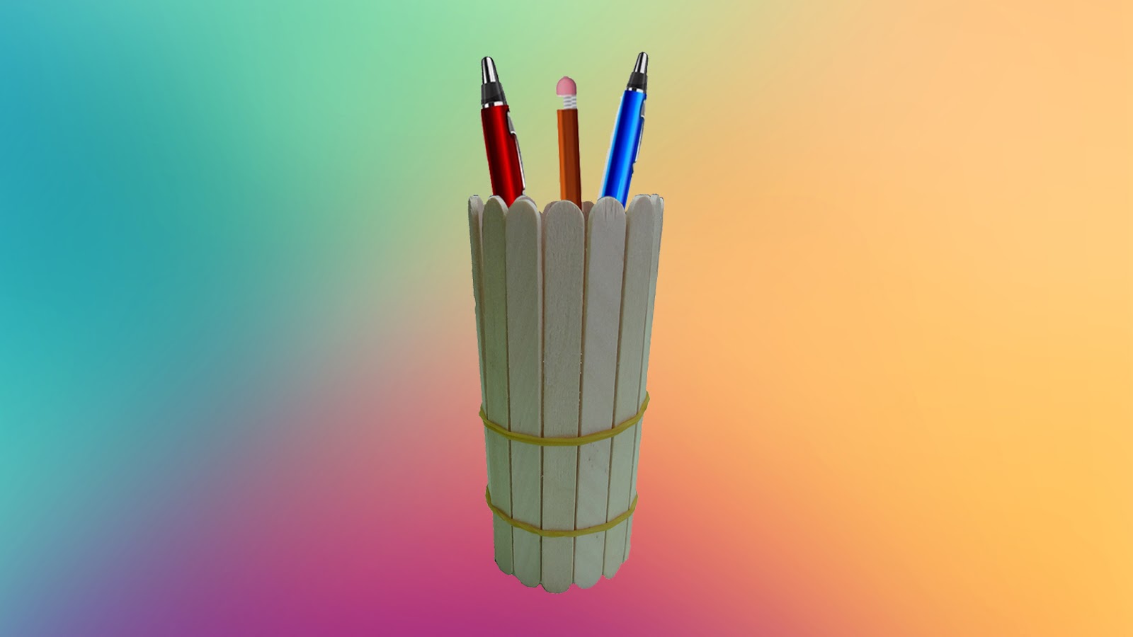DIY LAB Popsicle stick crafts Popsicle pen holder Pen holder from