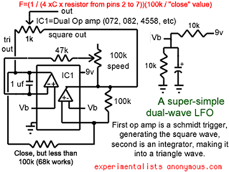 A simple op amp or 555 LFO schematic with rate and depth? : r/diypedals