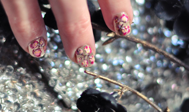 DIY Pink and Gold Cherry Blossom Nails + Nail Art Tutorial