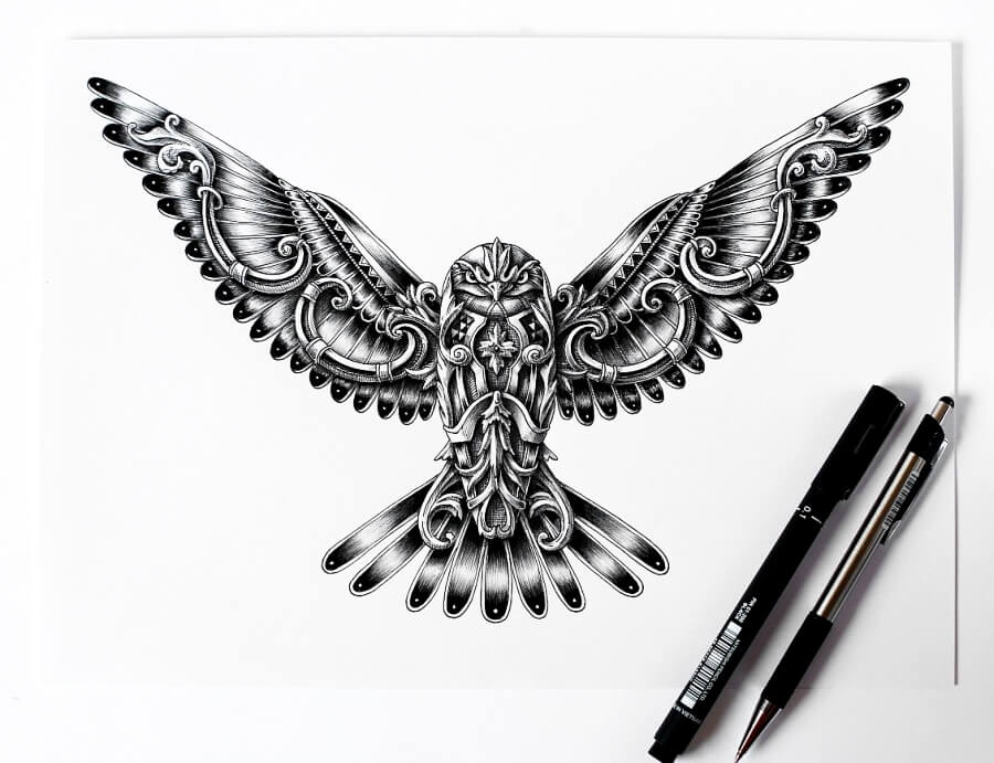 04-Kite-Alex-Konahin-Super-Detailed-Ink-Animal-Drawings-www-designstack-co