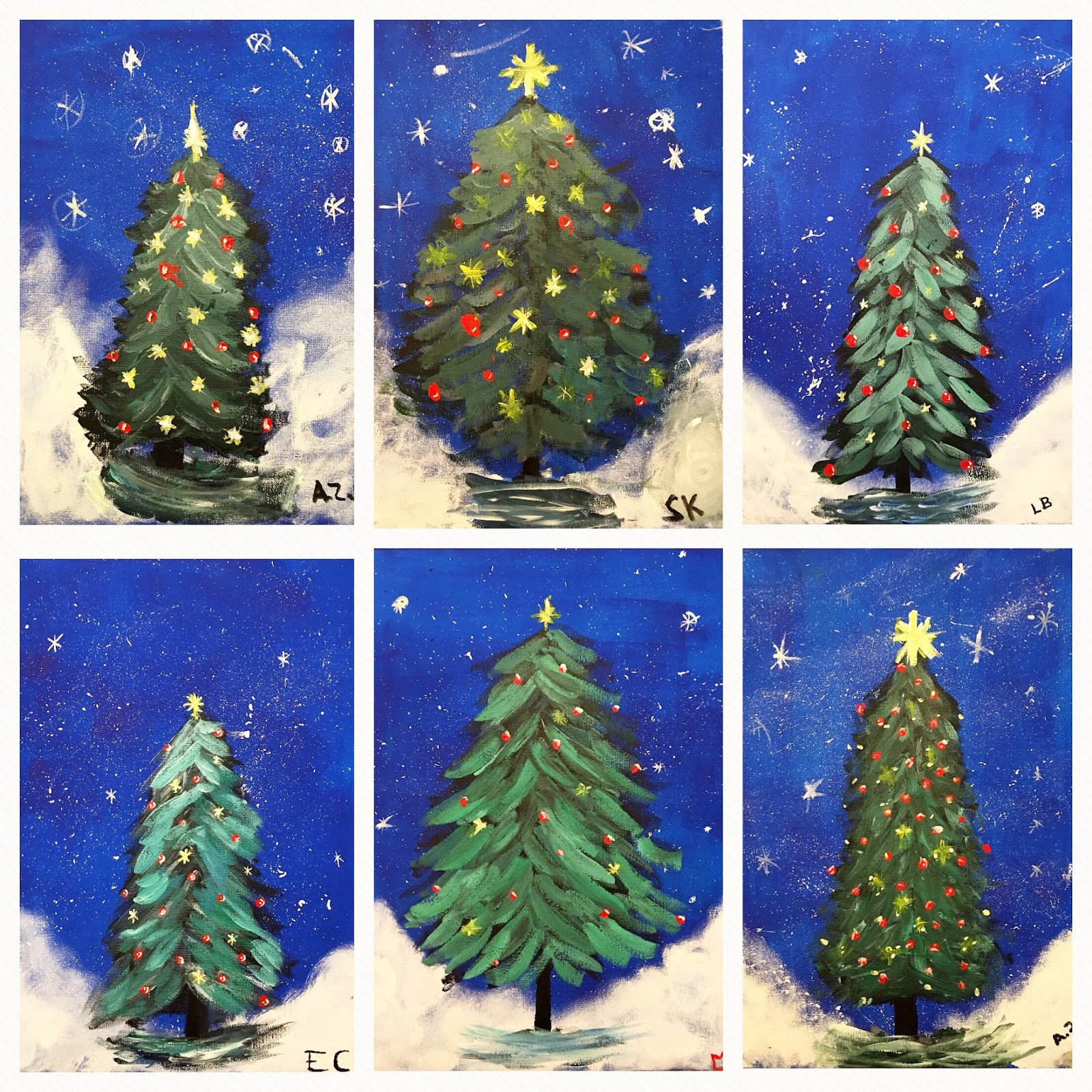 Art Room Britt: Christmas Tree in Acrylic Techniques