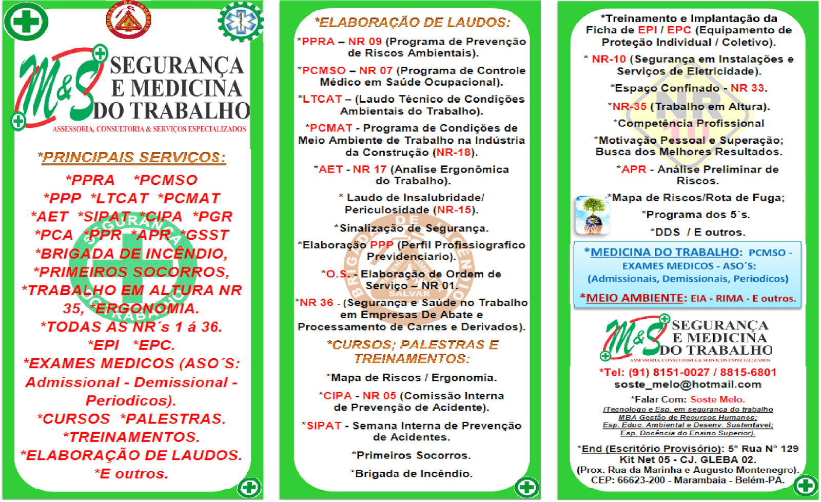MES SEGURANÇA E MEDICINA DO TRABALHO: FOLDER PADRÃO