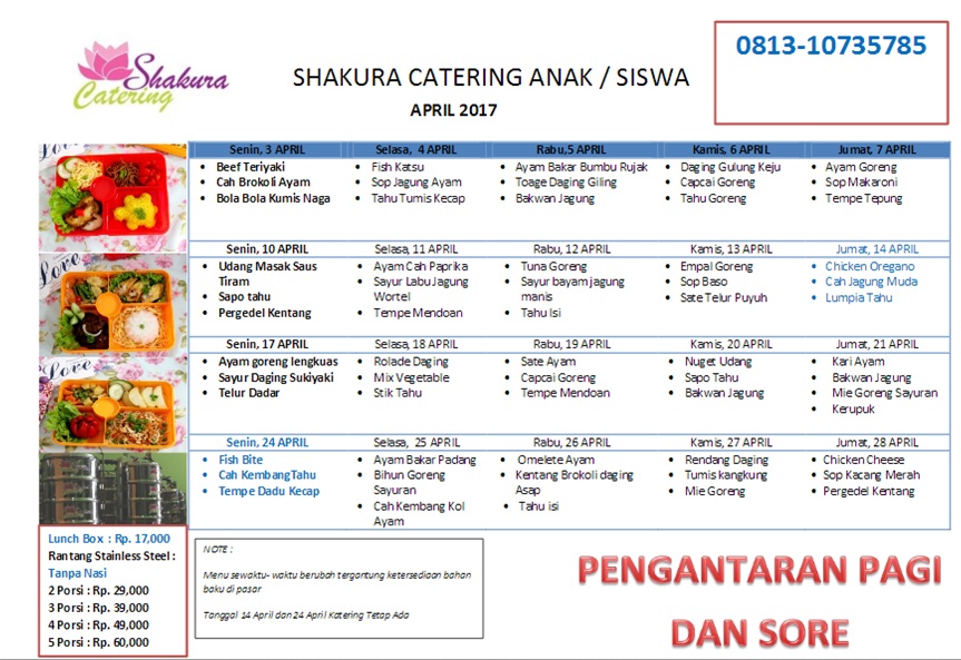 MENU CATERING HARIAN DI BINTARO, ALAM SUTERA, SERPONG PARK, JALAN