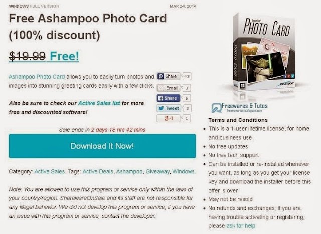 Offre promotionnelle : Ashampoo Photo Card gratuit ! (pendant 3 jours)